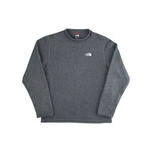The North Face Mens Sz M Grey Fleece Crewneck Pullover Sweatshirt Logo Crew Neck